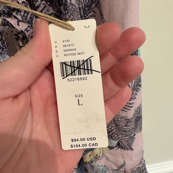 Anthropologie Maaji Aster Dress Red Pink Tropical Motif Size Large NWT - Picture 10 of 12